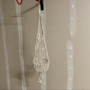 White woven hanging planter